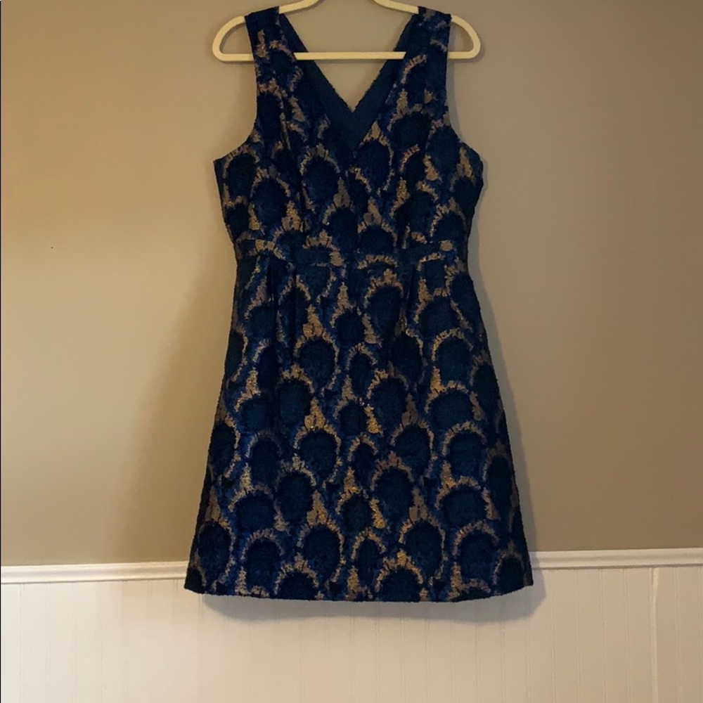 Navy, blue & gold cocktail dress,size 14